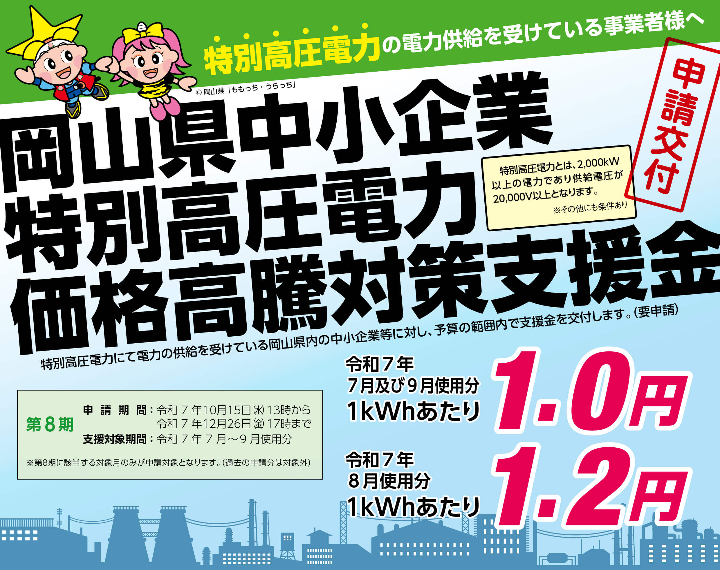 岡山県中庸企業特別高圧電力価格高騰対策支援金